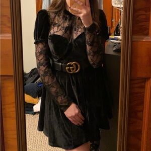 🖤Dollskill x Wizard of Oz Black Velvet & Lace Long Sleeve Dress🖤